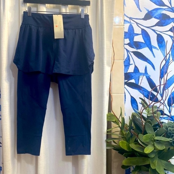 NWT Women’s Blue Sweaty Betty Power Double Up Capri Work Out Leggings Size Small - Picture 1 of 9